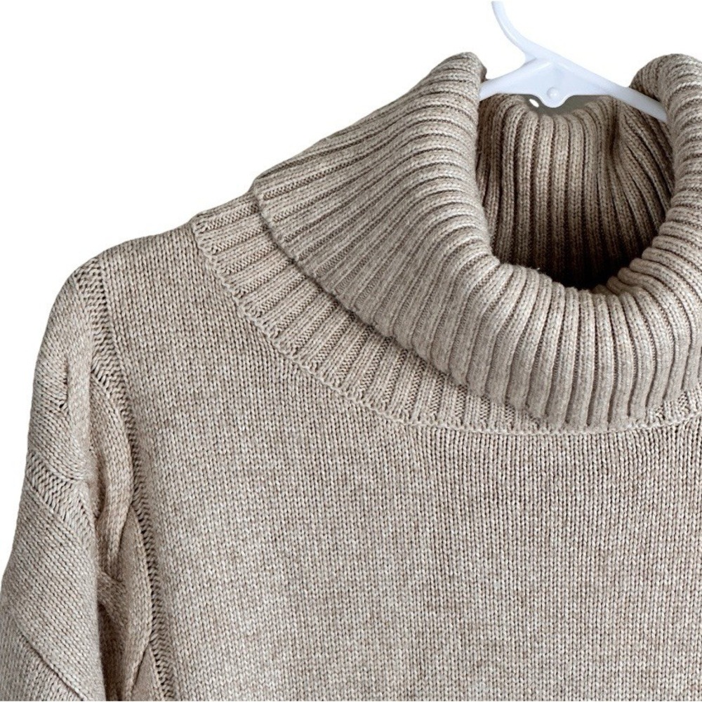 St Johns Bay Womens XL Cowl Neck Knit Sweater Long Sleeve Beige Pullover - Picture 3 of 6